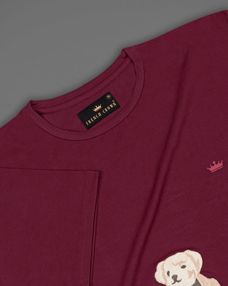 Wine Berry Embroidered Organic Cotton T-Shirt