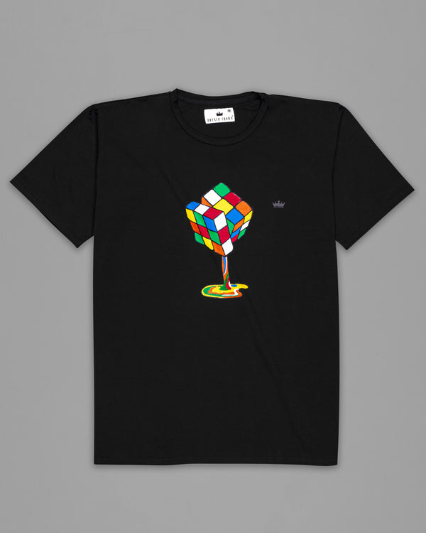 Jade Black Rubiks Cube Hand Painted Organic Cotton T-Shirt