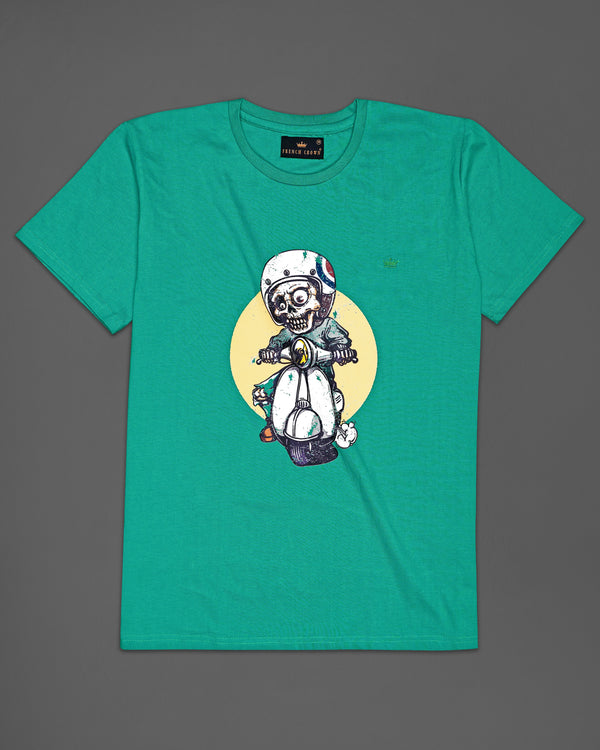 Jade Green Digital Printed Organic Cotton T-shirt