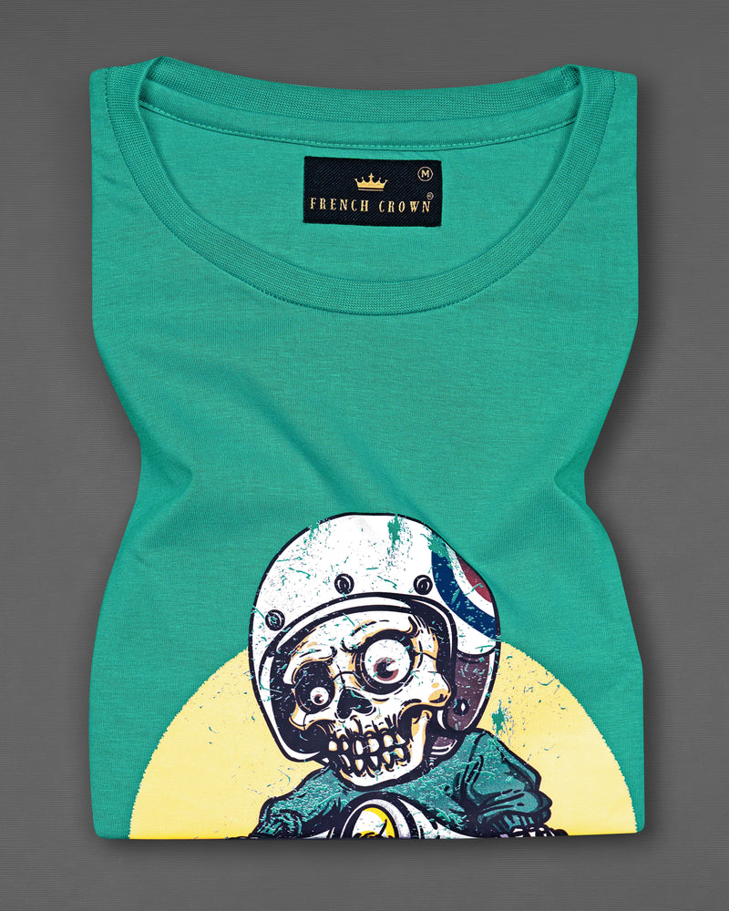 Jade Green Digital Printed Organic Cotton T-shirt