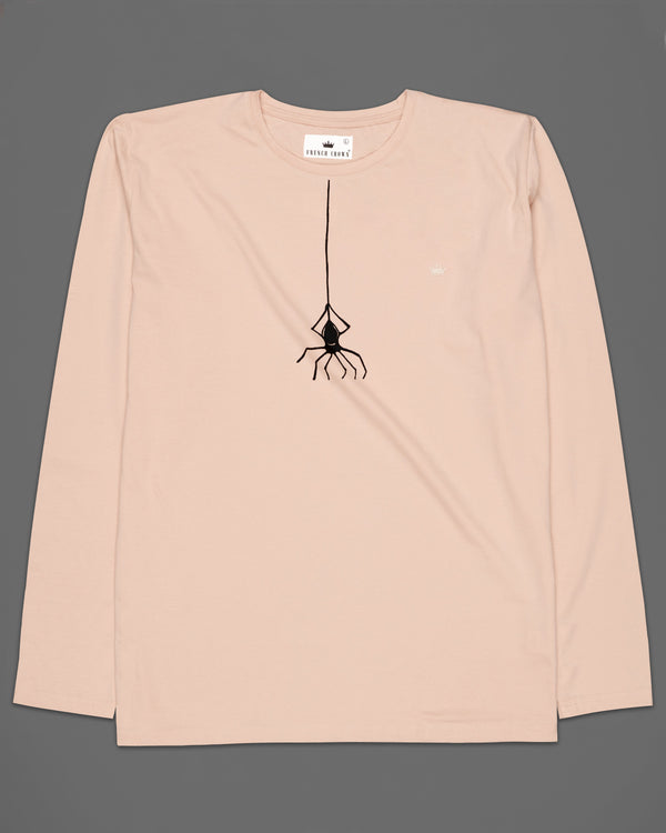 Desert Sand Beige Spider Hand-Painted Organic Cotton T-Shirt