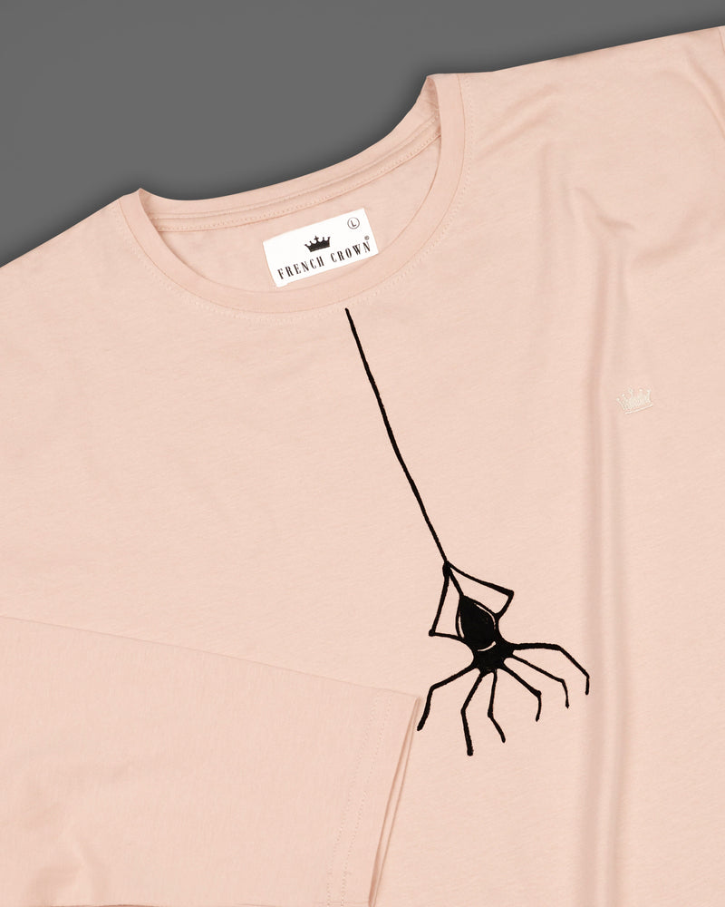 Desert Sand Beige Spider Hand-Painted Organic Cotton T-Shirt