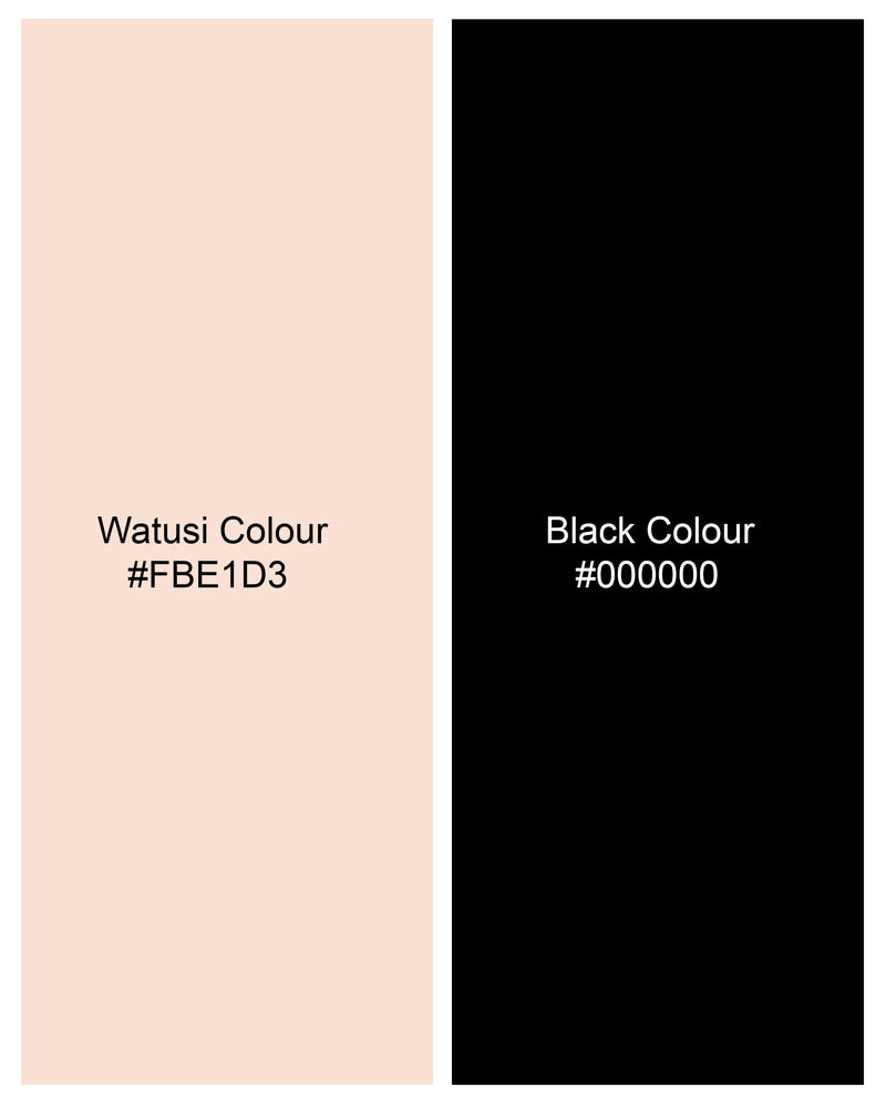 Watusi Cream with Black Embroidered Premium Cotton T-shirt