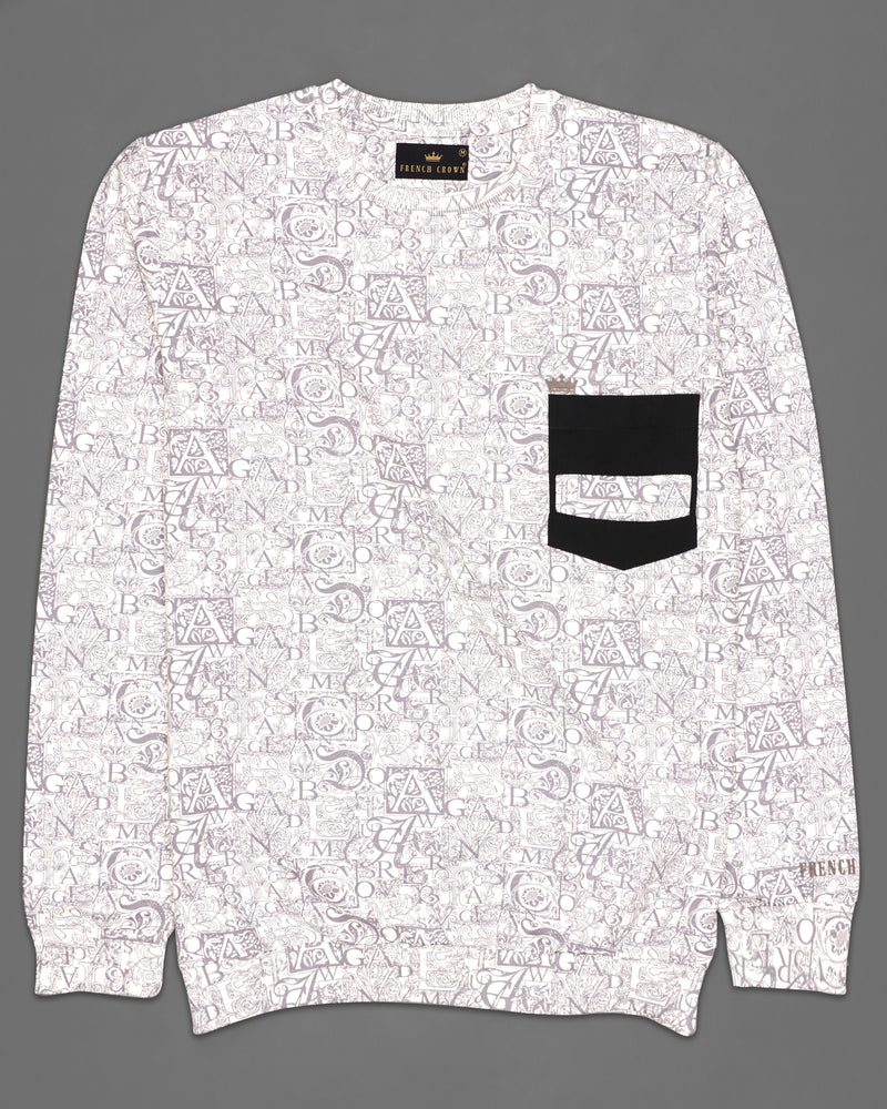 Bright White With Martini Brown Printed Sweatshirt