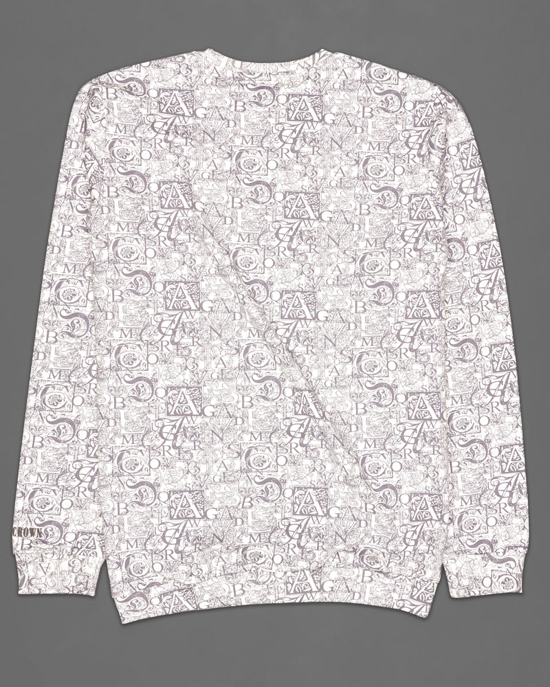 Bright White With Martini Brown Printed Sweatshirt