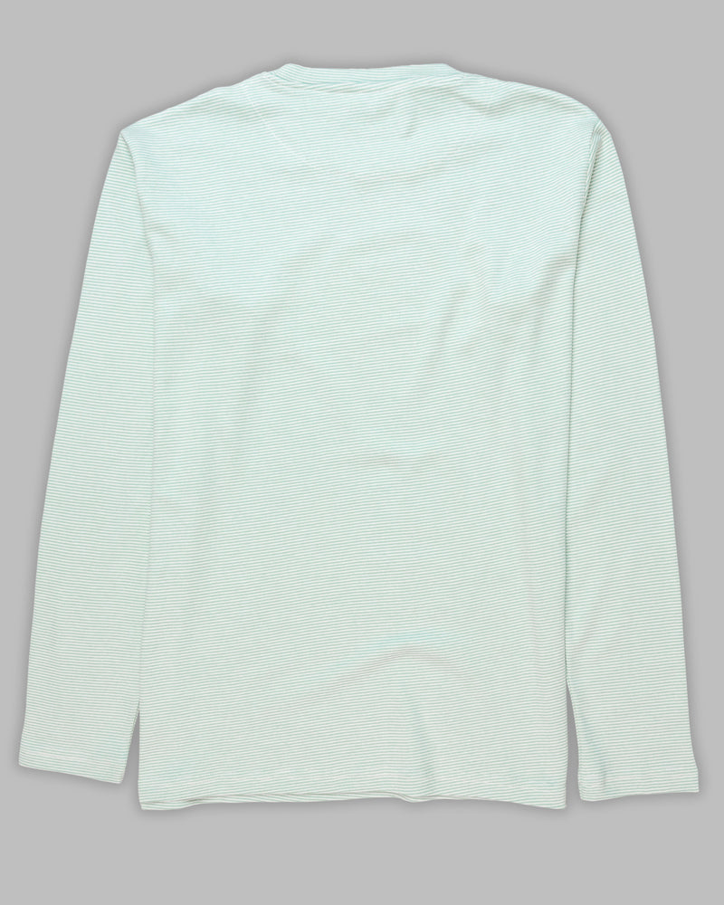 Sea Green Pinstriped Full-Sleeve Super soft Premium Cotton Jersey T-shirt TS132-S, TS132-M, TS132-XXL, TS132-L, TS132-XL
