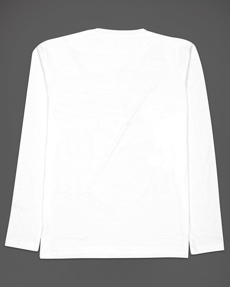 Bright White With Leather Nonfunctional Patch pocket Organic Cotton T-Shirt