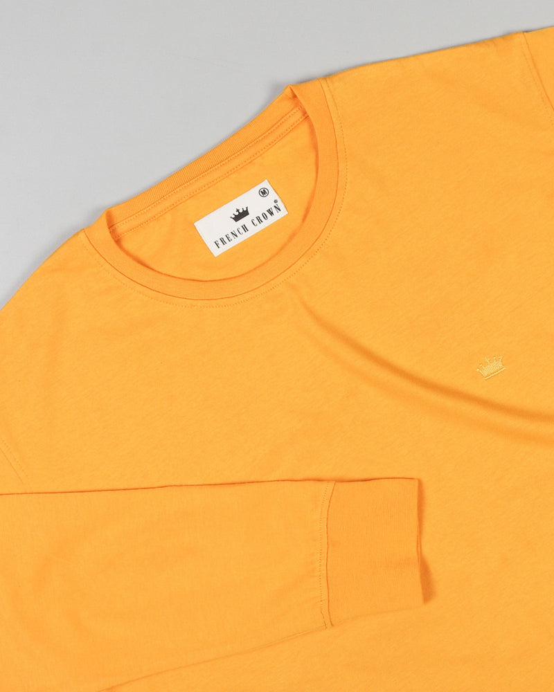 Bright Orange Super Soft Premium Cotton Full Sleeve Organic Cotton Brushed Sweatshirt TS163-M, TS163-XL, TS163-XXL, TS163-L, TS163-S