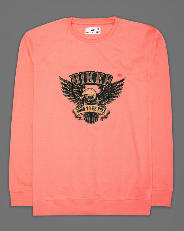 Bright Peachy Rubber Printed Super Soft Organic Cotton Sweatshirt