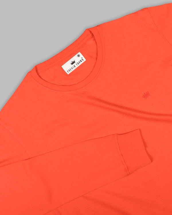 Fluorescent orange Super Soft Premium Cotton Full Sleeve Organic Cotton Brushed Sweatshirt TS167-L, TS167-XL, TS167-XXL, TS167-S, TS167-M