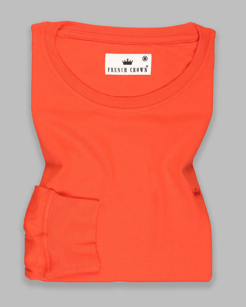 Fluorescent orange Super Soft Premium Cotton Full Sleeve Organic Cotton Brushed Sweatshirt
