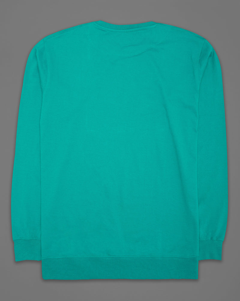 Persian Aqua Green Rubber Printed Super Soft Organic Cotton Sweatshirt