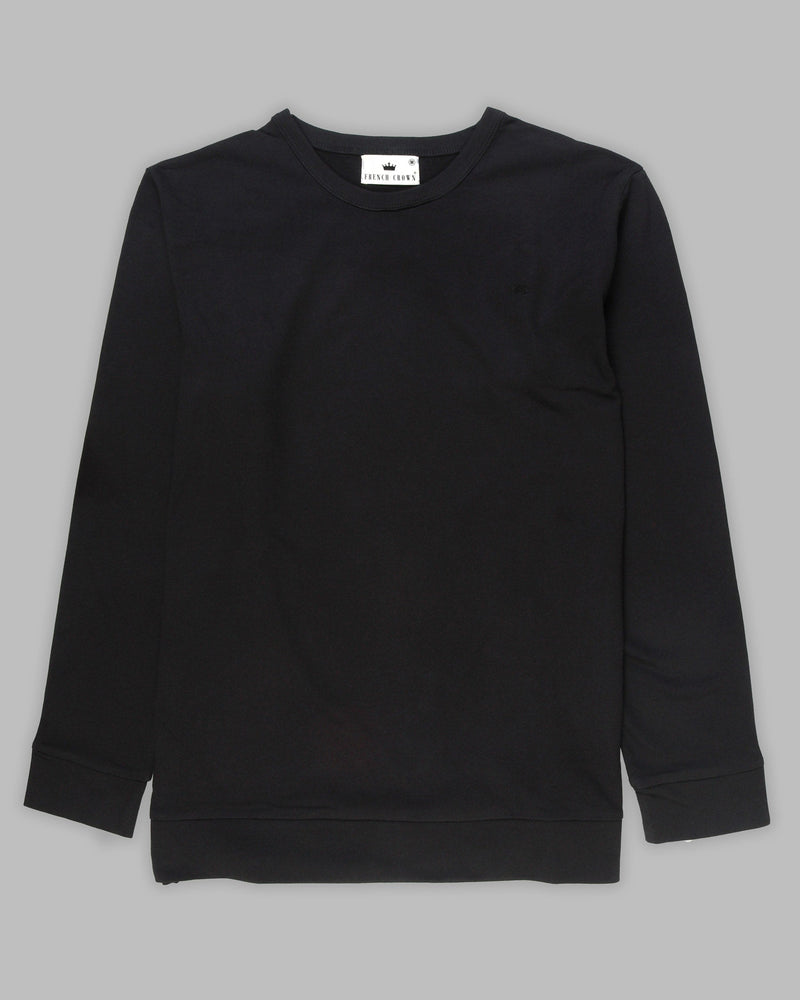 Jade Black Super Soft Premium Cotton Full Sleeve Organic Cotton Brushed Sweatshirt