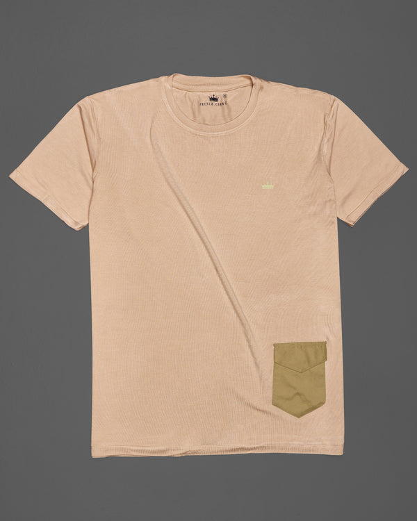 Cashmere Brown With Patch Pocket Premium Cotton Designer T-shirt