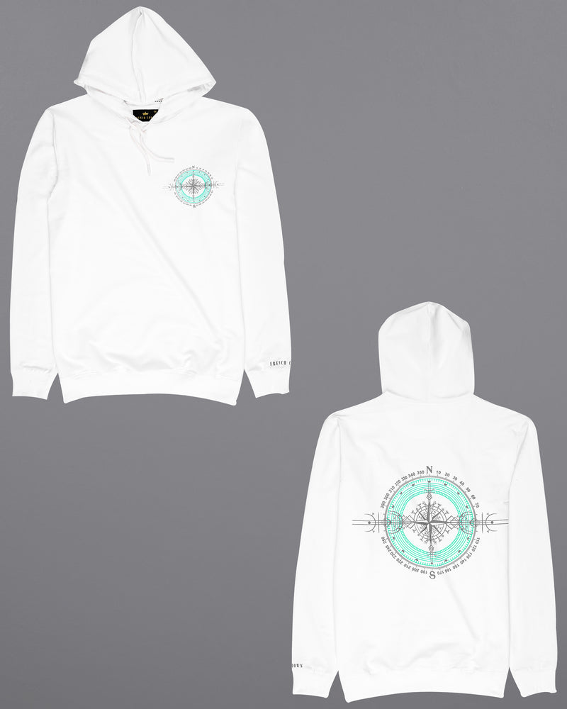 Bright White Compass Printed Hoodie TS575-S, TS575-M, TS575-L, TS575-XL, TS575-XXL, TS575-3XL, TS575-4XL