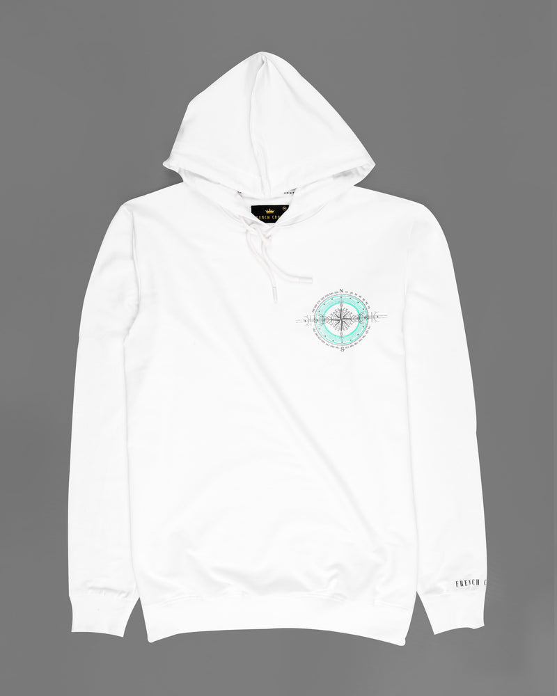 Bright White Compass Printed Hoodie TS575-S, TS575-M, TS575-L, TS575-XL, TS575-XXL, TS575-3XL, TS575-4XL