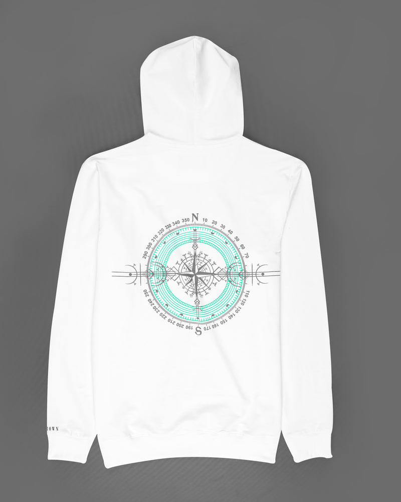 Bright White Compass Printed Hoodie TS575-S, TS575-M, TS575-L, TS575-XL, TS575-XXL, TS575-3XL, TS575-4XL