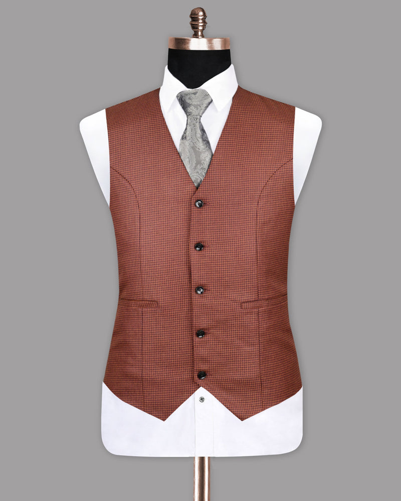 Flame Pea with Purple Houndstooth Textured Waistcoat V1090-48, V1090-50, V1090-52, V1090-54, V1090-56, V1090-36, V1090-38, V1090-40, V1090-42, V1090-44, V1090-46, V1090-58, V1090-60