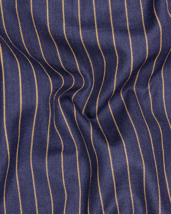 Gulf Blue Striped Premium Cotton Waistcoat