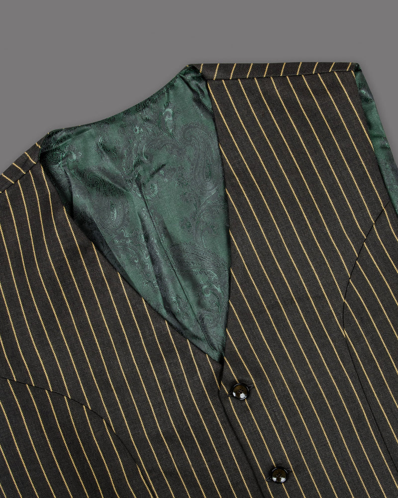 Shark Black Striped Premium Cotton Waistcoat