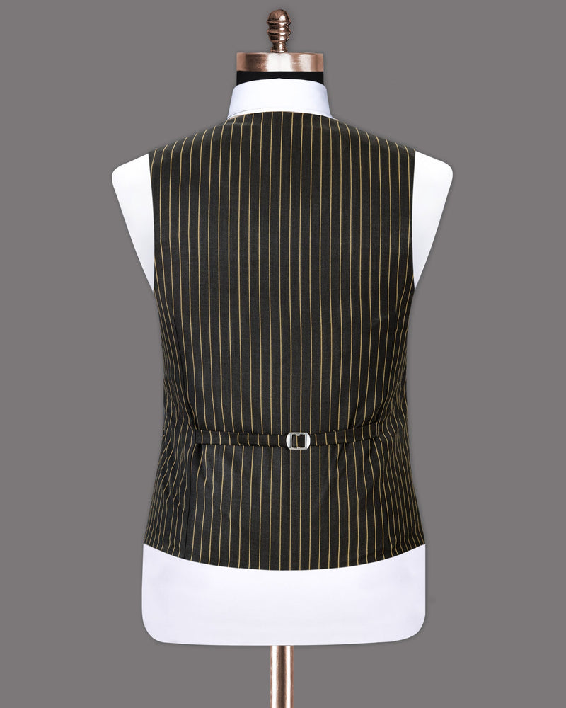 Shark Black Striped Premium Cotton Waistcoat