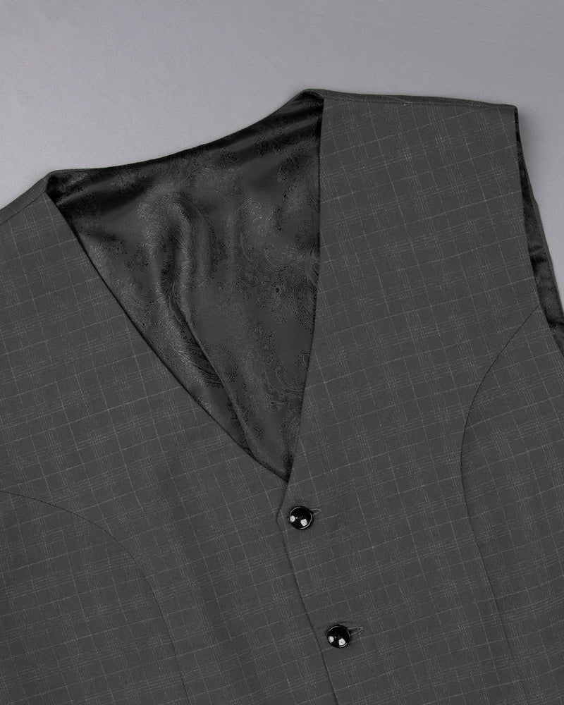 Tuatara Grey Windowpane Wool Rich Waistcoat