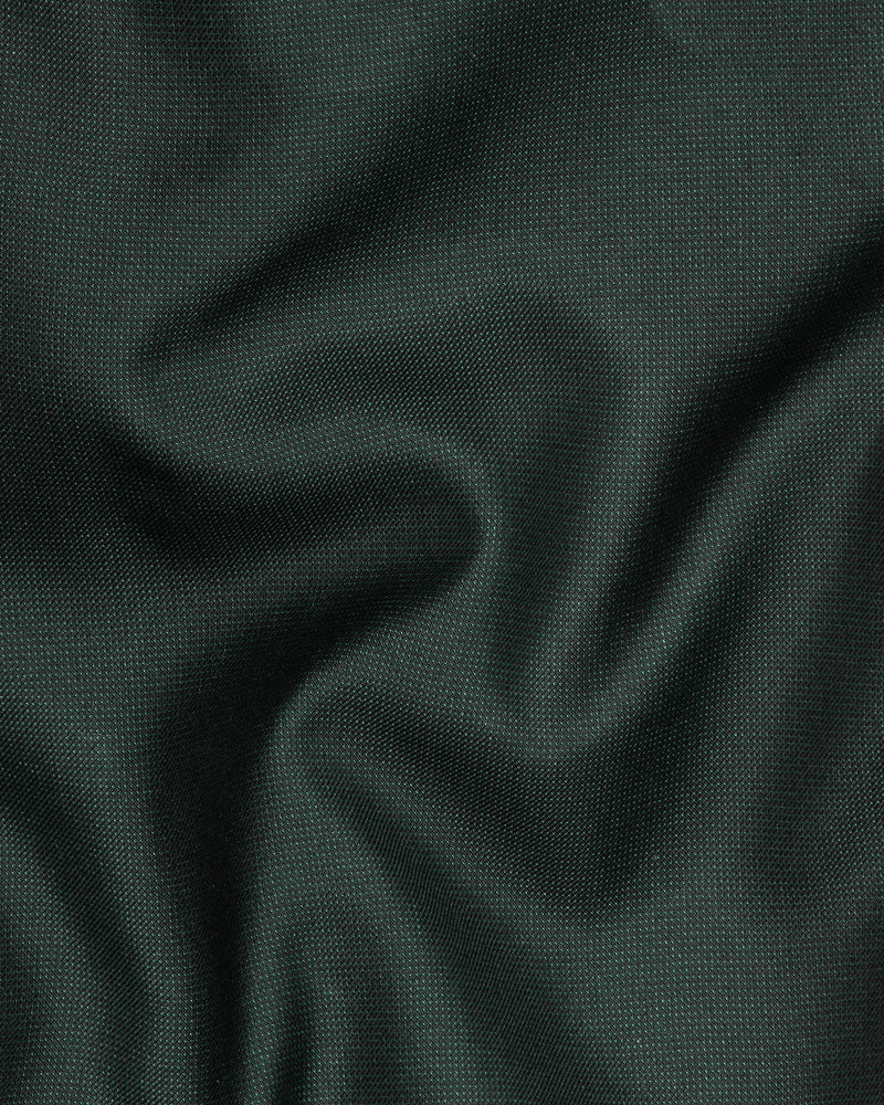 Emerald Green Micro Dotted Wool Blend Waistcoat