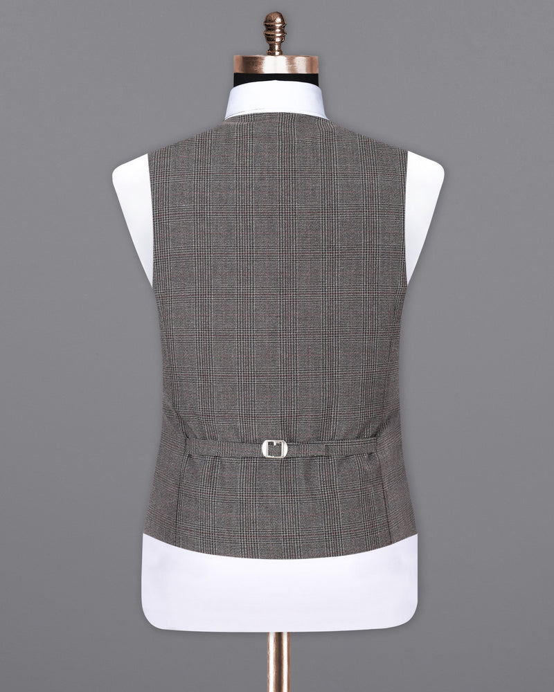 Scorpion Grey Subtle Plaid Wool Rich Waistcoat