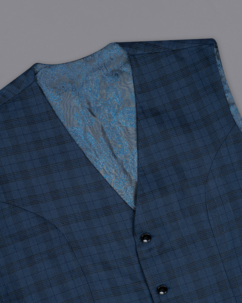 Nile Blue Plaid Wool Rich Waistcoat