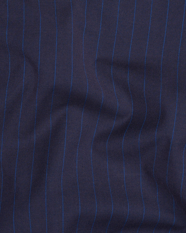 Tuna Blue Striped Wool Rich Waistcoat V1388-36, V1388-38, V1388-40, V1388-42, V1388-44, V1388-46, V1388-48, V1388-50, V1388-52, V1388-54, V1388-56, V1388-58, V1388-60