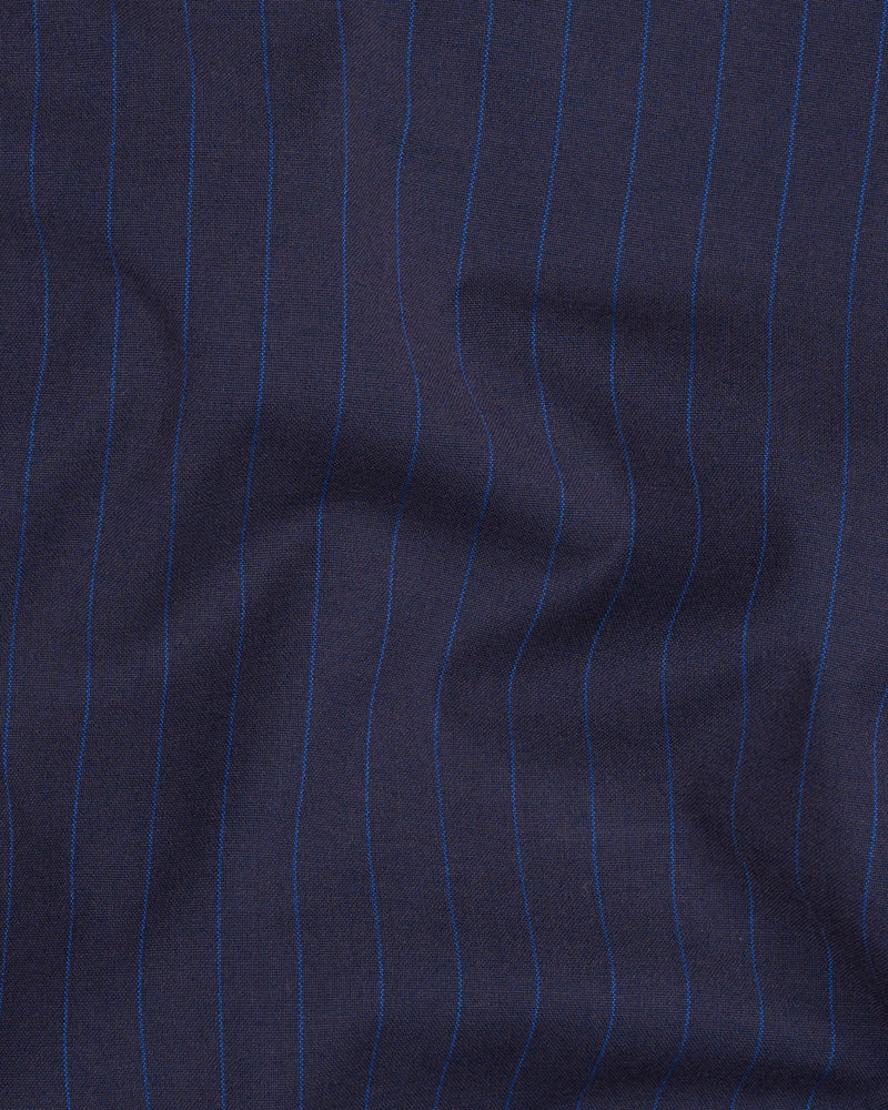 Tuna Blue Striped Wool Rich Waistcoat V1388-36, V1388-38, V1388-40, V1388-42, V1388-44, V1388-46, V1388-48, V1388-50, V1388-52, V1388-54, V1388-56, V1388-58, V1388-60