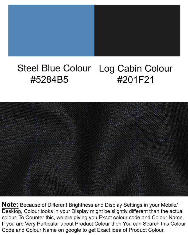 Log Cabin Black Subtle Plaid Wool Rich Waistcoat V1393-36, V1393-38, V1393-40, V1393-42, V1393-44, V1393-46, V1393-48, V1393-50, V1393-52, V1393-54, V1393-56, V1393-58, V1393-60