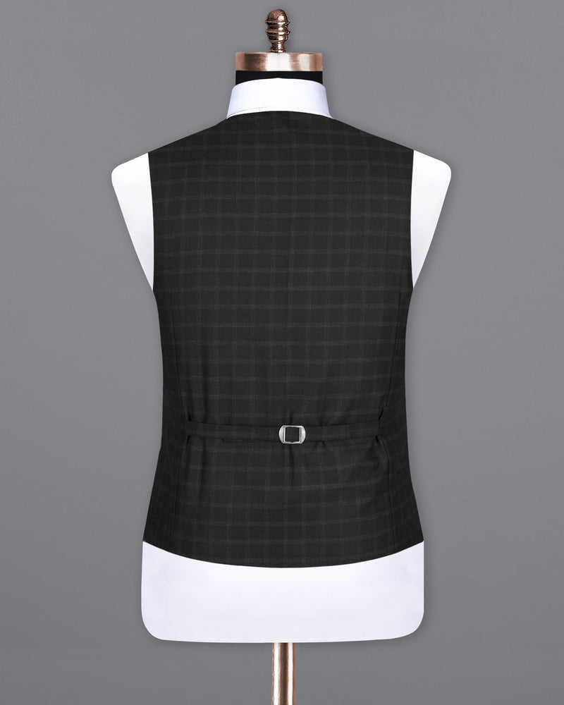 Bunker Black Windowpane Wool Rich Waistcoat V1396-36, V1396-38, V1396-40, V1396-42, V1396-44, V1396-46, V1396-48, V1396-50, V1396-52, V1396-54, V1396-56, V1396-58, V1396-60