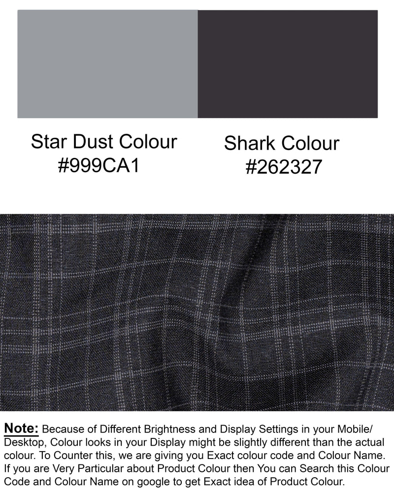Star Dust and Shark Grey Plaid Wool rich Waistcoat V1408-36, V1408-38, V1408-40, V1408-42, V1408-44, V1408-46, V1408-48, V1408-50, V1408-52, V1408-54, V1408-56, V1408-58, V1408-60