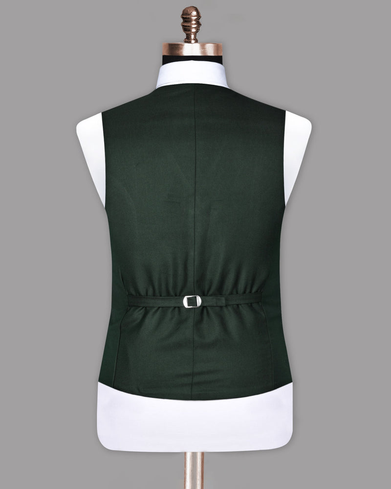 Emerald Green Micro Dotted Wool Blend Waistcoat