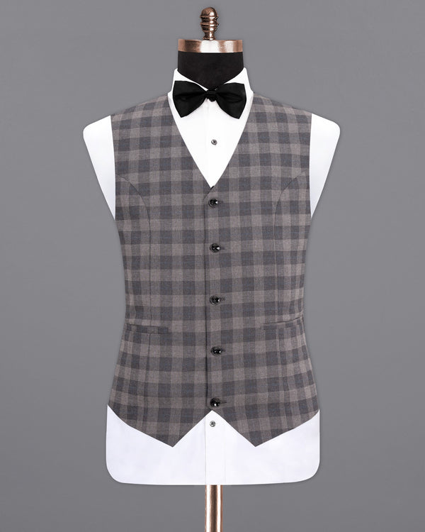 Nobel and Chicago Grey Plaid Wool Rich Waistcoat V1455-36, V1455-38, V1455-40, V1455-42, V1455-44, V1455-46, V1455-48, V1455-50, V1455-52, V1455-54, V1455-56, V1455-58, V1455-60