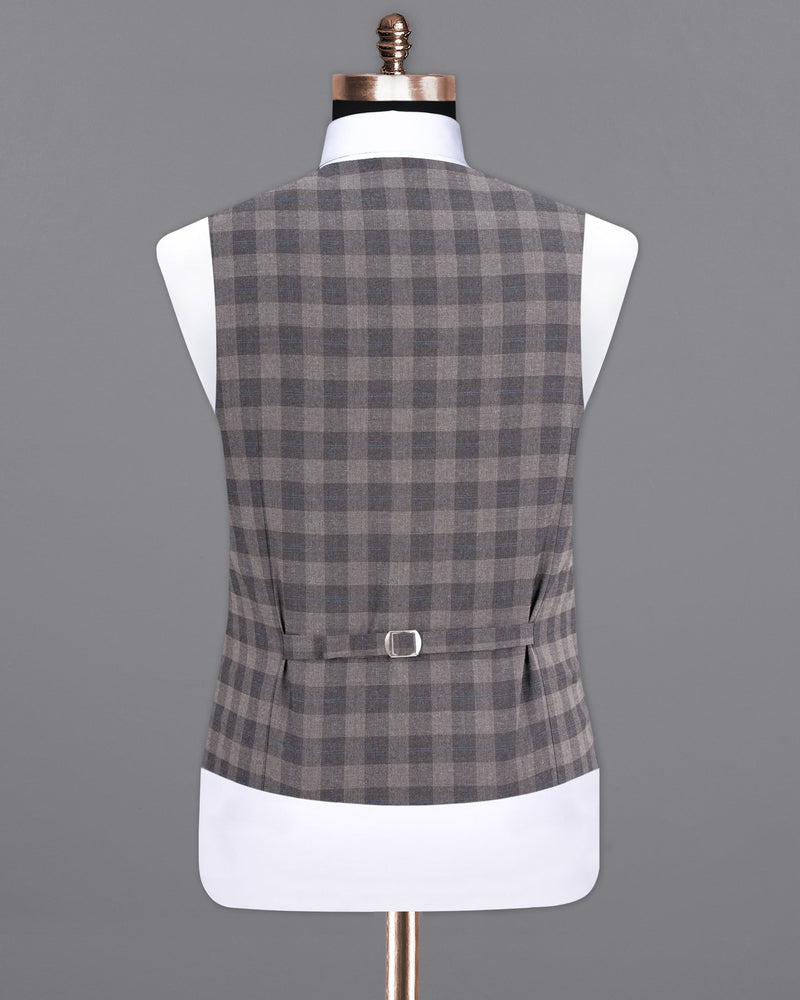 Nobel and Chicago Grey Plaid Wool Rich Waistcoat V1455-36, V1455-38, V1455-40, V1455-42, V1455-44, V1455-46, V1455-48, V1455-50, V1455-52, V1455-54, V1455-56, V1455-58, V1455-60