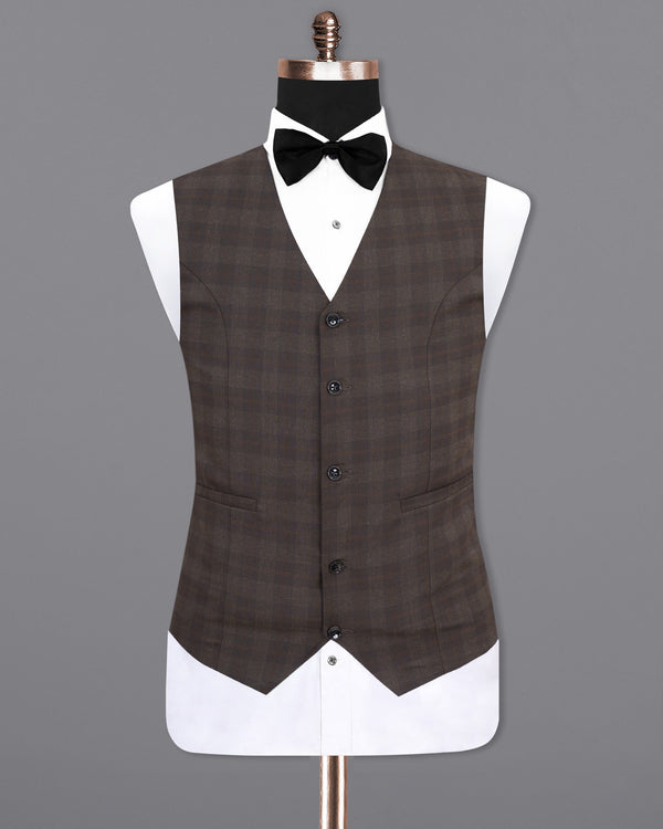 Thunder and Spice Brown Plaid Wool Rich Waistcoat V1458-36, V1458-38, V1458-40, V1458-42, V1458-44, V1458-46, V1458-48, V1458-50, V1458-52, V1458-54, V1458-56, V1458-58, V1458-60