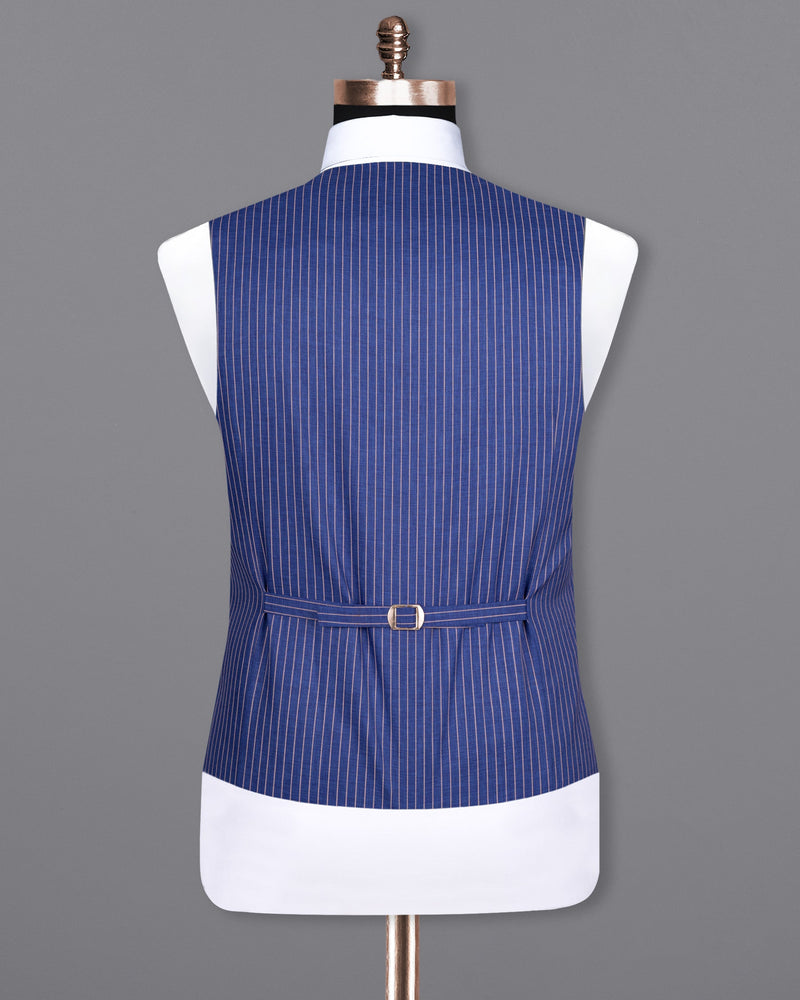 Governor Bay Blue Striped Wool Rich Waistcoat V1503-36, V1503-38, V1503-40, V1503-42, V1503-44, V1503-46, V1503-48, V1503-50, V1503-52, V1503-54, V1503-56, V1503-58, V1503-60