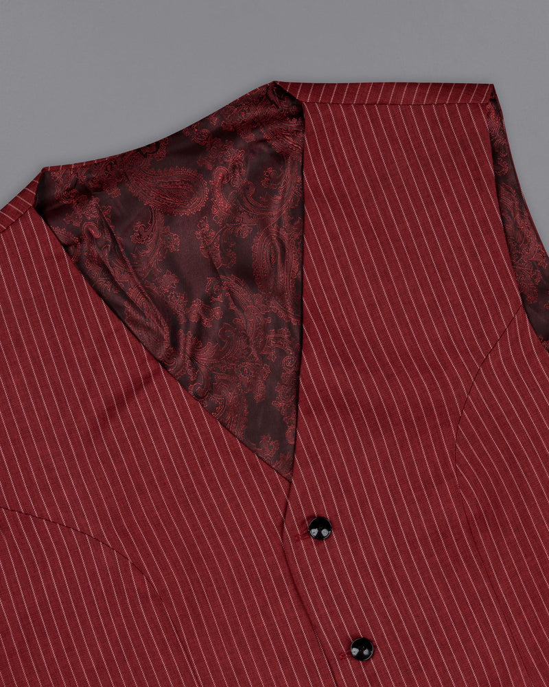 Persian Plum Red Striped Wool Rich Waistcoat V1512-36, V1512-38, V1512-40, V1512-42, V1512-44, V1512-46, V1512-48, V1512-50, V1512-52, V1512-54, V1512-56, V1512-58, V1512-60