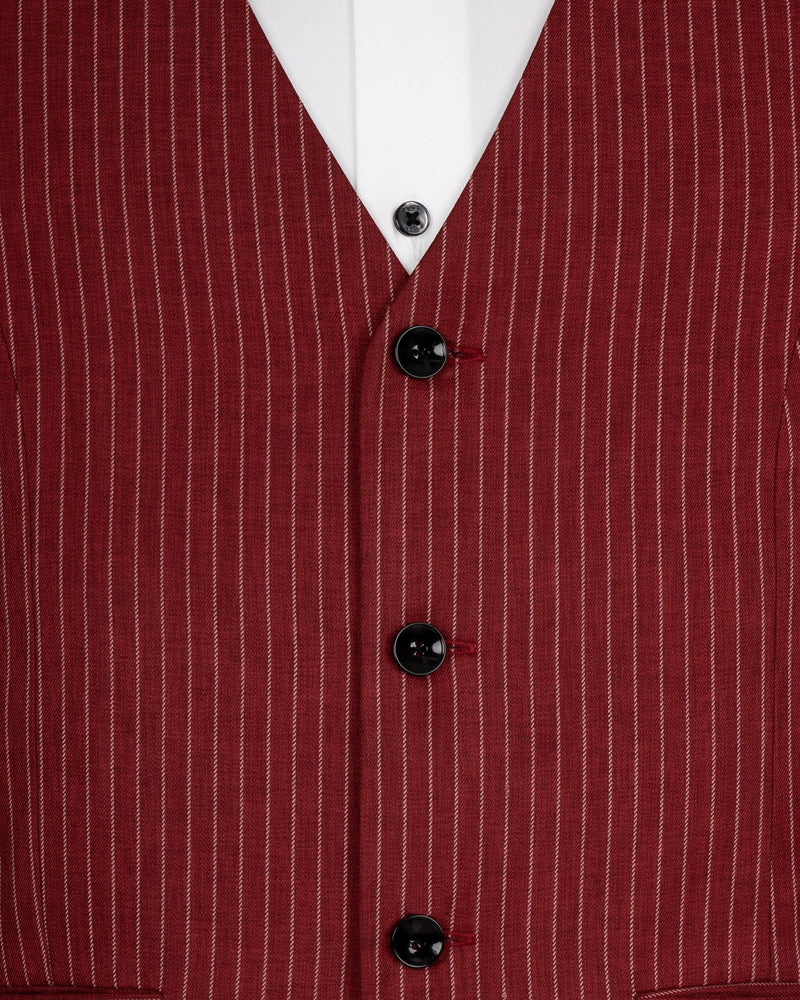 Persian Plum Red Striped Wool Rich Waistcoat V1512-36, V1512-38, V1512-40, V1512-42, V1512-44, V1512-46, V1512-48, V1512-50, V1512-52, V1512-54, V1512-56, V1512-58, V1512-60