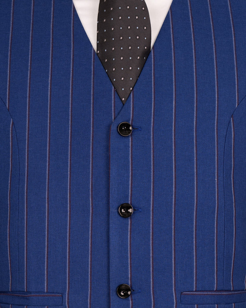 Bahama Blue Striped Woolrich Waistcoat V1521-36, V1521-38, V1521-40, V1521-42, V1521-44, V1521-46, V1521-48, V1521-50, V1521-52, V1521-54, V1521-56, V1521-58, V1521-60