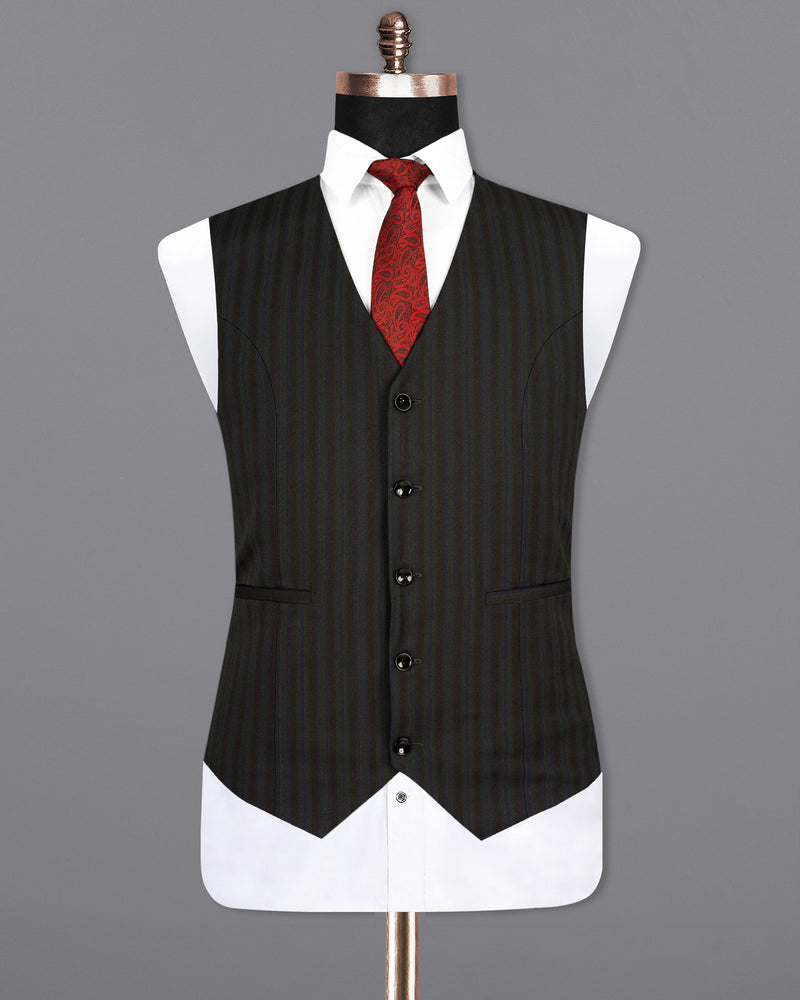 Wood Bean Striped Wool Rich Waistcoat V1535-36, V1535-38, V1535-40, V1535-42, V1535-44, V1535-46, V1535-48, V1535-50, V1535-52, V1535-54, V1535-56, V1535-58, V1535-60