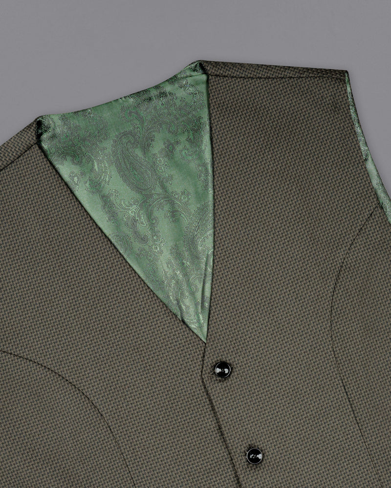 Scrub Green with jade black textured Wool Rich Waistcoat V1574-36, V1574-38, V1574-40, V1574-42, V1574-44, V1574-46, V1574-48, V1574-50, V1574-52, V1574-54, V1574-56, V1574-58, V1574-60