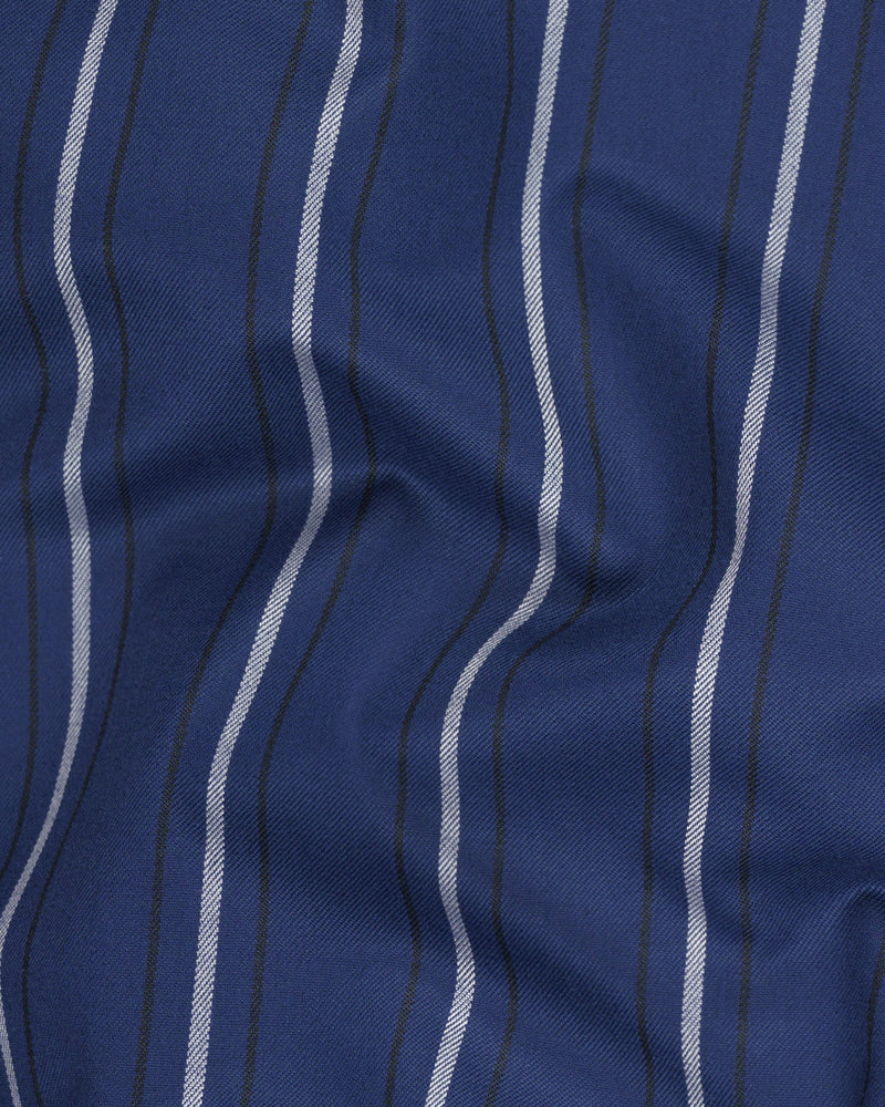Rhino Blue Striped Wool Rich Waistcoat V1596-36, V1596-38, V1596-40, V1596-42, V1596-44, V1596-46, V1596-48, V1596-50, V1596-52, V1596-54, V1596-56, V1596-58, V1596-60