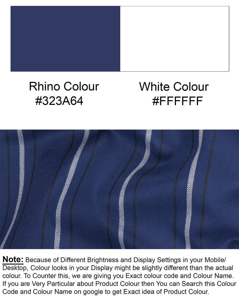 Rhino Blue Striped Wool Rich Waistcoat V1596-36, V1596-38, V1596-40, V1596-42, V1596-44, V1596-46, V1596-48, V1596-50, V1596-52, V1596-54, V1596-56, V1596-58, V1596-60