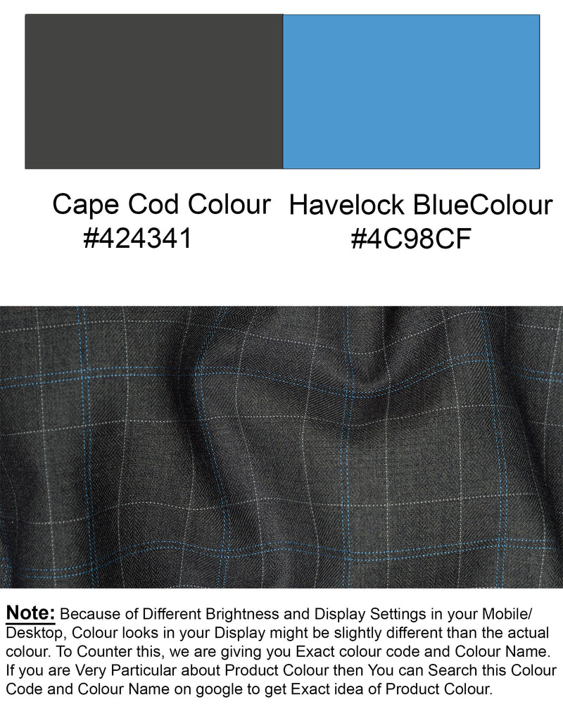 Cape Cod Gray Super fine Checkered Wool Rich Waistcoat V1603-36, V1603-38, V1603-40, V1603-42, V1603-44, V1603-46, V1603-48, V1603-50, V1603-52, V1603-54, V1603-56, V1603-58, V1603-60