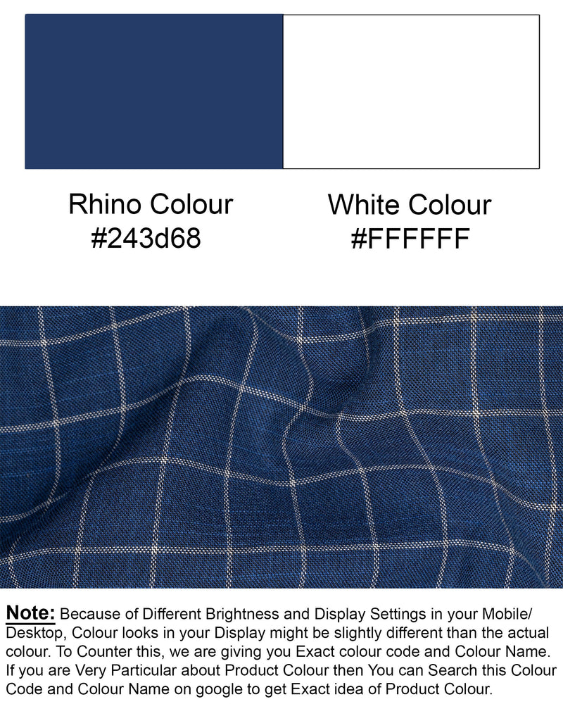Rhino Blue Super fine Checkered Premium Cotton Waistcoat V1622-36, V1622-38, V1622-40, V1622-42, V1622-44, V1622-46, V1622-48, V1622-50, V1622-52, V1622-54, V1622-56, V1622-58, V1622-60