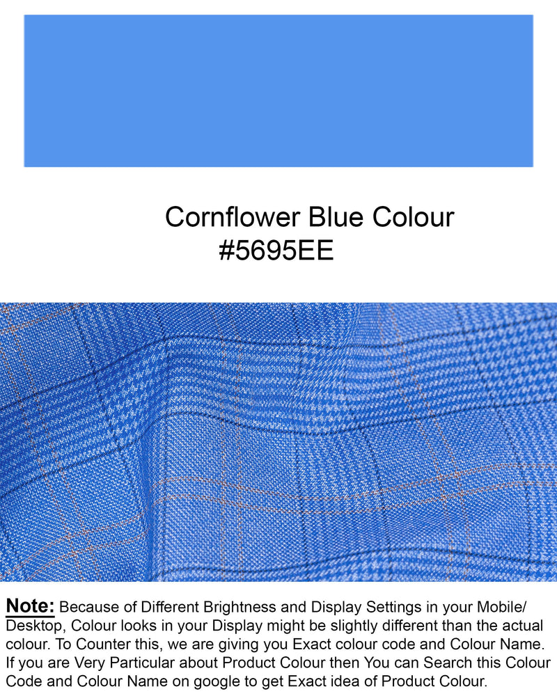 Cornflower Blue Super fine Plaid Woolrich Waistcoat V1635-36, V1635-38, V1635-40, V1635-42, V1635-44, V1635-46, V1635-48, V1635-50, V1635-52, V1635-54, V1635-56, V1635-58, V1635-60