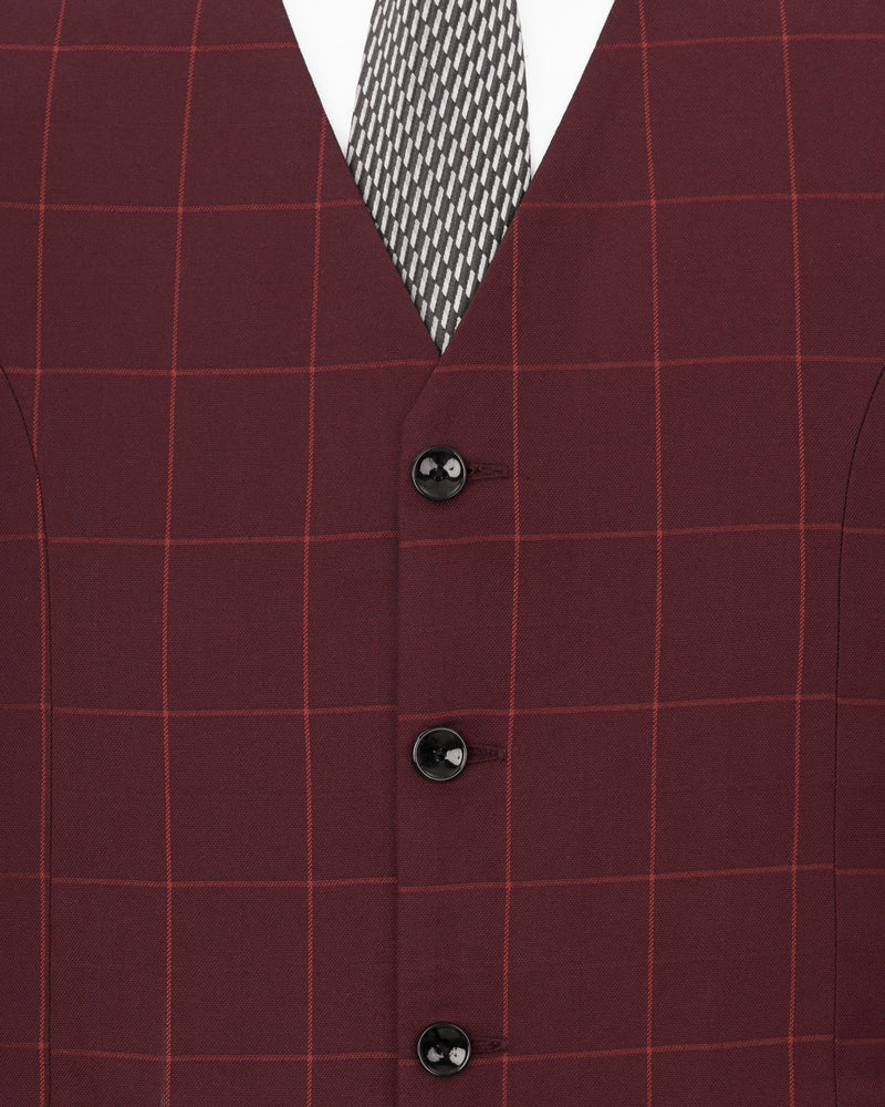 Maroon Oak Windowpane Waistcoat